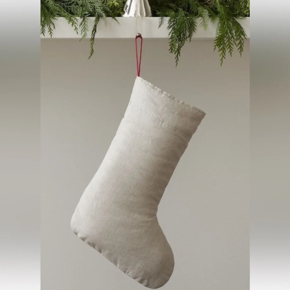 West Elm Linen Stocking